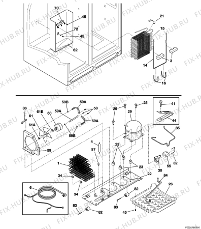 Взрыв-схема холодильника Frigidaire GLSZ28V8CB4 - Схема узла Cooling system 017